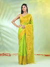 Light Green Cotton Saree With Zari Borders-MA66BCT43620002