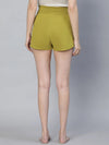 Tangle Oilve Color Elasticated High Waist Women Nightwear Shorts