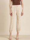 Women Cream Checked Jogger-AE-10472-Creamolive