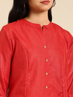 Women's Rust Embroidered Straight Kurta-ON-609-Rust