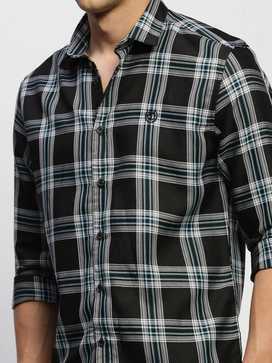 Men Black Checked Shirt-BRICHCHECKS-5615-Black