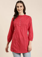 Women Pink Striped A-Line Kurti-NJ-3602220-Pink