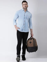 Hangup Men Slim Solid Shirts-CollarSkyDenimShirt