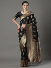 Saree Mall Women's  Blend Black Woven Design Designer Saree With Blouse Piece-15PAKHI1609