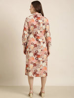 Women Brown Floral Shirt Dress-DW-5457-Brown