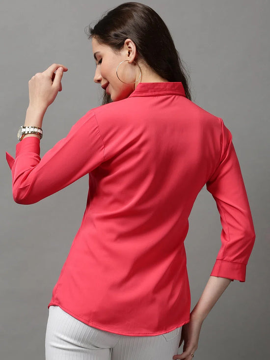 Women's Pink Solid Shirt-AE-3331023-Pink