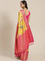 Bold Color Block Saree-SZ-DGFP7-YLW-1149