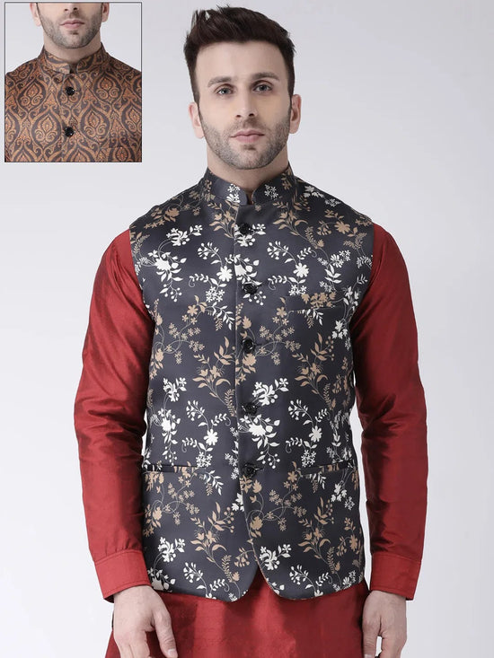 Hangup Men Standard Printed Men's Indian Wear-Reversible116A117ANehru