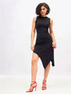 Women Black Asymmetric Back Cut-Out Dress