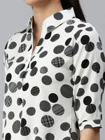 Women White Printed Shirt Top-AE-10231-Whiteblack