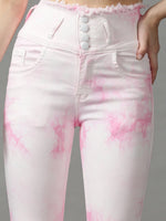 Women's Pink Solid Skinny Fit Denim Jeans-GZ-5138-Pink