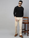 Genips Men's Cream Cotton Stretch Rico Slim Fit Solid Casual Chinos