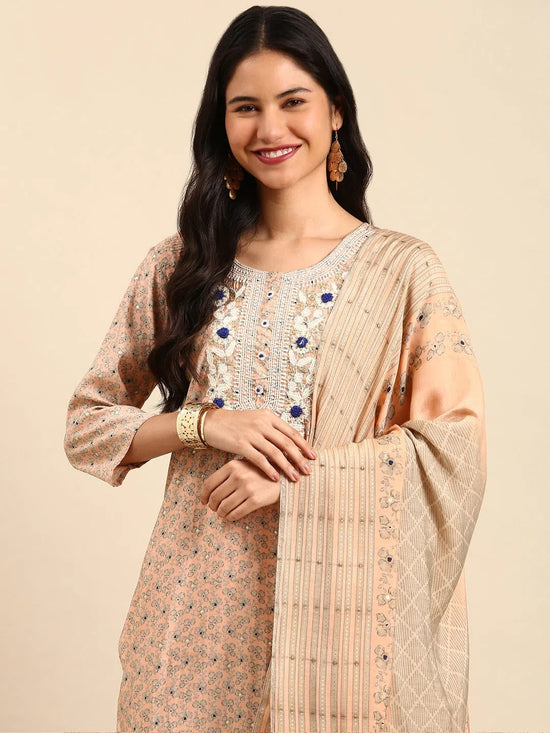 Women's Pink Printed Kurta Set-FS-172-Peach