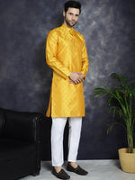 Woven Design Silk Blend Kurta with Pyjama-JOKP-P-5032Mustard