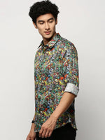 Men Black Printed Shirt-PRISM-M204-1612-Black