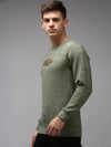 Men Green Printed Sweatshirt-SCAW-23-Olive