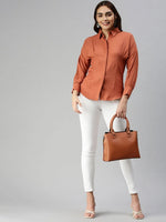 Women's Rust Solid Shirt-AE-10196-Rust