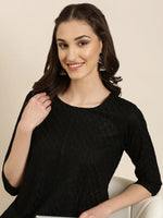 Women Black Solid Straight Kurta-RA-048-Black