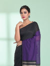 Black Patli Pallu Cotton Saree With Texture Design-MA59CT06570025