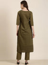 Women Olive Textured Kurta Set-SKC-1215-Olive