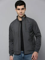 Men Grey Solid Bomber Jacket-STCW-J-10-Grey