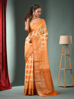 Yellow Blended Silk Handwoven Saree With Zari Border-MA50BSL34830028