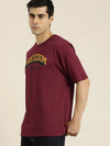 Dillinger Maroon Typographic Oversized T-Shirt