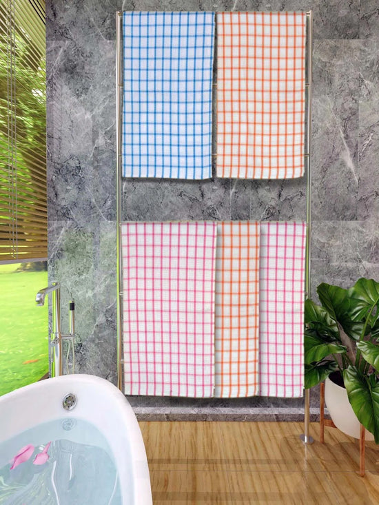 Athom Living Premium Gamcha Bath Towel 65 x 135 cm Pack of 5 Multicolored checkered-ATZ-BT-1A-1B-1B-1C-1C