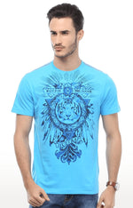 Huetrap Blue Mens Short Sleeve Graphic Printed Tshirt-HT15MKGRATQB00081