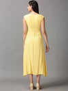 Women's Yellow Solid Fit and Flare Dress-AE-15689-Yellow