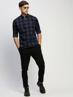 Men Blue Checked Shirt-CLEON-1787-Blue