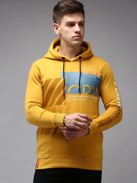 Men Yellow Printed Sweatshirt-SCAW-31-Mustard