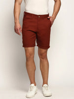 Men Rust Solid Shorts-ORBIT-2-Rust