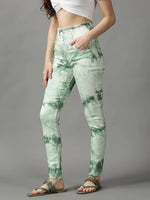 Women's Green Solid Skinny Fit Denim Jeans-GZ-5138-Green