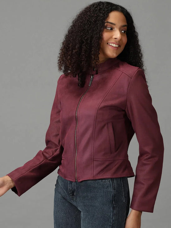 Women's Purple Solid Open Front Jacket-IM-067-Purple