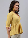 Women's Yellow Solid Top-AE-10281-Yellow