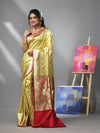 Dijon Yellow Silk Banarasi Saree With Zari Woven Floral And Paisley Designs-MA52BSL441050021