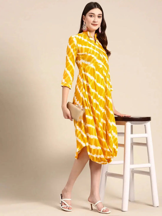 Front Cowl Midi Dress in Yellow