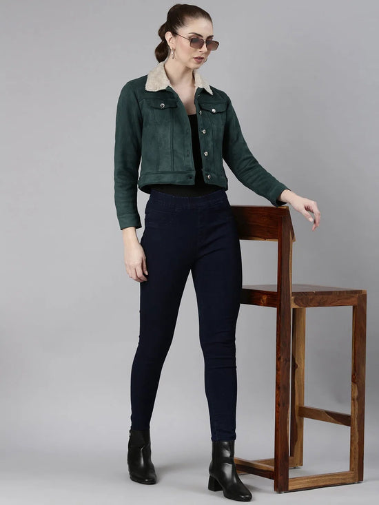 Women Green Solid Tailored Jacket-LT-2112-Green