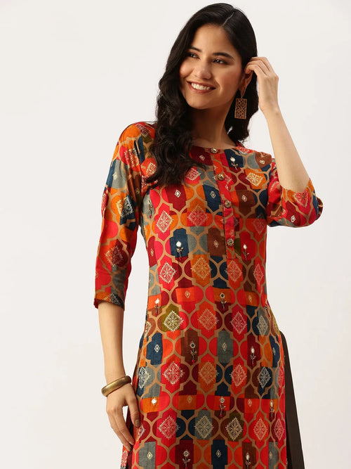 Women's Multi Printed Straight Kurtas-GW-1867-Multi