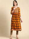 Women's Rust Printed Anarkali Kurta-GW-3505-Rust