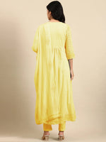 Women's Yellow Embroidered Kurta Set-RF-1741-Yellow