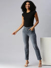 Women's Grey Solid Straight Fit Denim Jeans-SF-15903-3-Grey