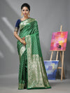 Green Katan Silk Banarasi Saree With Ethnic Motifs And Zari Woven Designs-MA52KA441380072