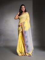 Banana Yellow Cotton Soft Saree With Temple Border And Woven Designs-MA54BCT04660055