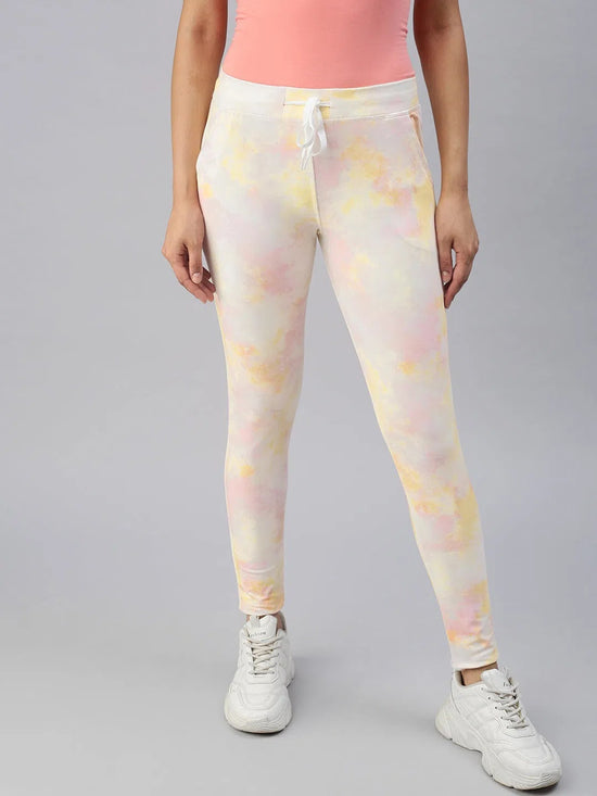 Women's Yellow Tie Dye Track Pants-AF-1770-Yellowpink