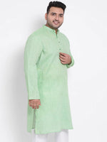 Hangup Men Standard Solid Men's Indian Wear-Parrot_Linen_OnlyLongKurta