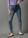 Women's Blue Solid Skinny Fit Denim Jeans-GZ-5317-1-Blue