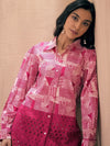 Women Fuchsia Abstract Schiffli Shirt With Wide Pants