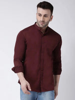 Hangup Men Slim Solid Shirts-BenMaroonShirt